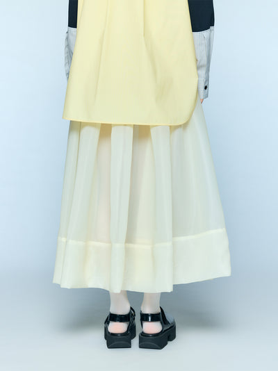 Sheer Flared Skirt Ecru