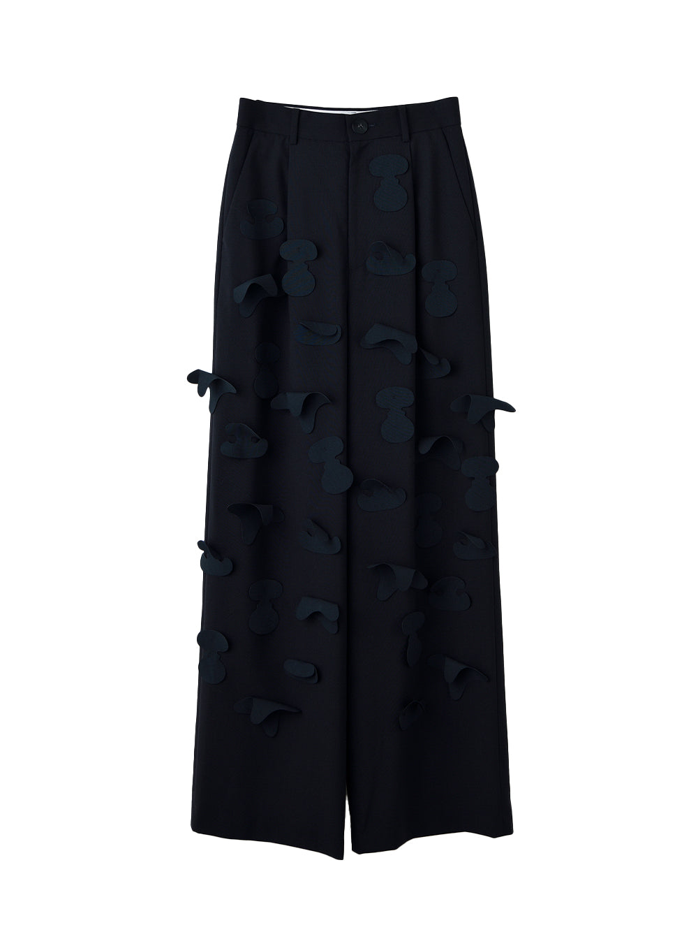 Chair Motif Tuck Trousers Dark Navy