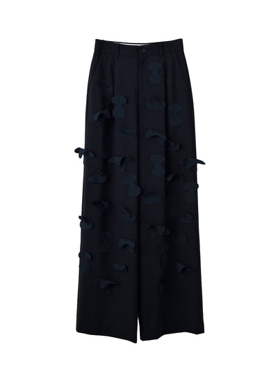 Chair Motif Tuck Trousers Dark Navy