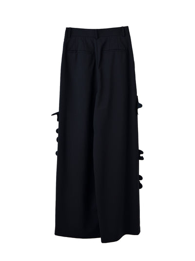 Chair Motif Tuck Trousers Dark Navy