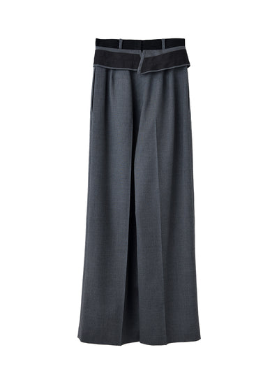 Double-Waist Trousers Charcoal Gray