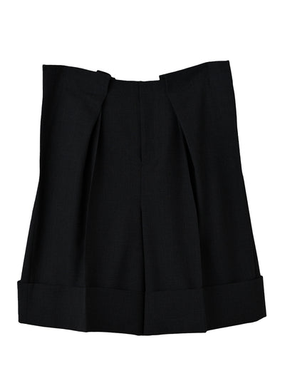 Tucked Bermuda Pants Black