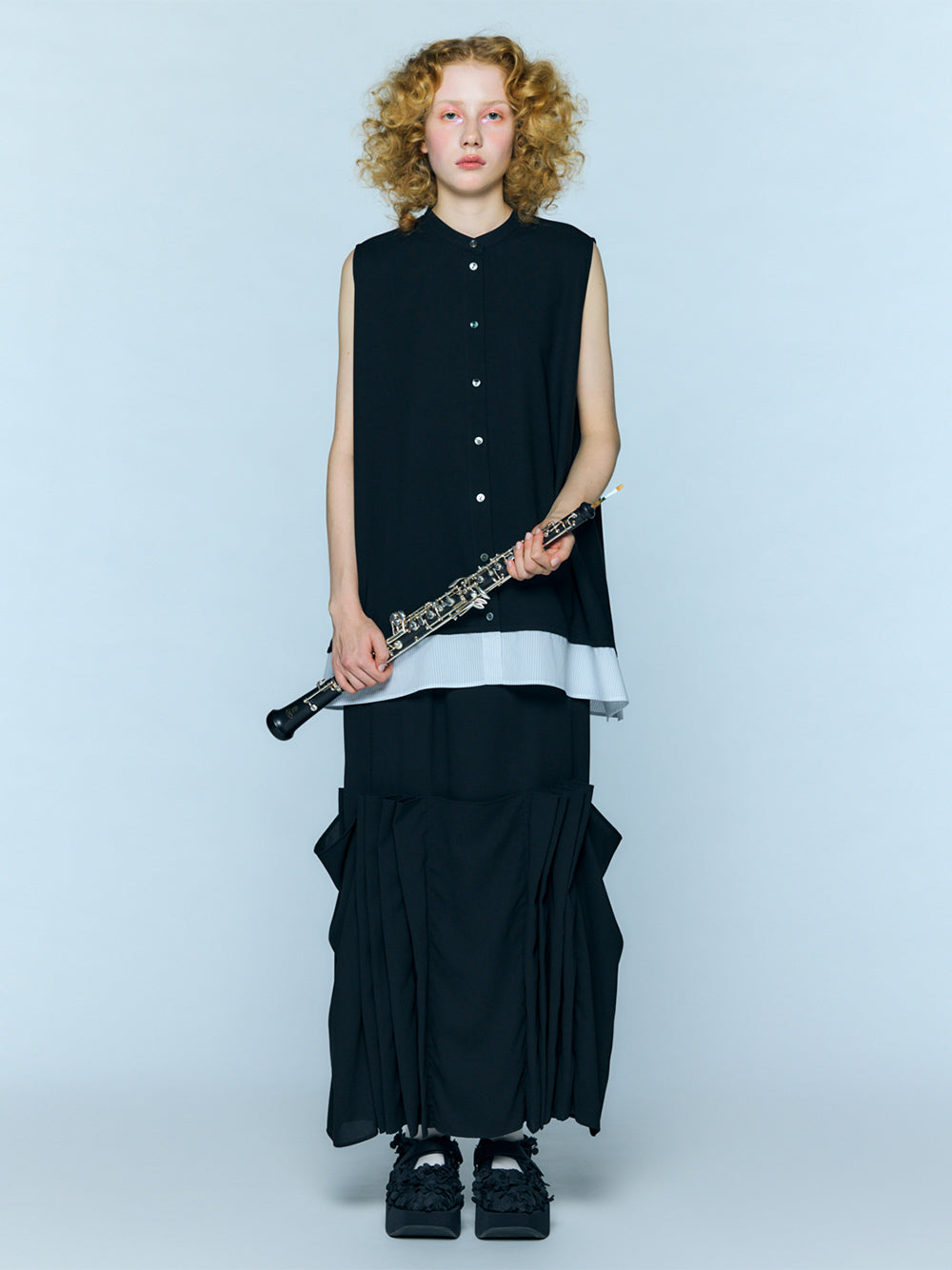 Layered A-Line Tanktop Black
