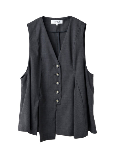 Flared Vest Charcoal Gray