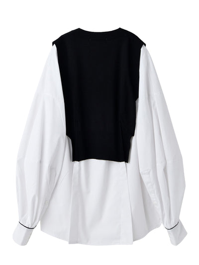 Layered Knit Pullover White