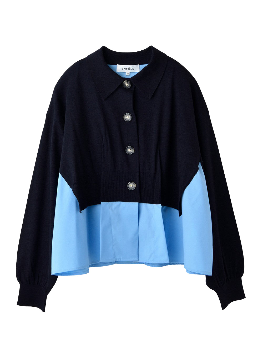 Layered Knit Cardigan Dark Navy
