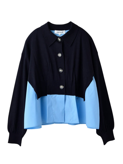 Layered Knit Cardigan Dark Navy