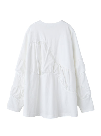 Puff-Sleeved Long T-Shirt White