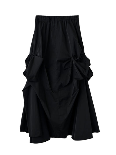 Ribbon Tucked Skirt Black