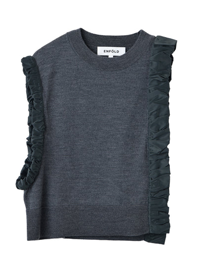 Asymmetrical Mini Vest Charcoal Gray