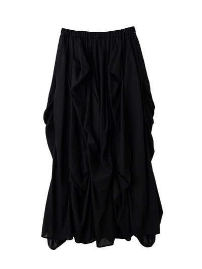 Vertical Gathered Skirt Black