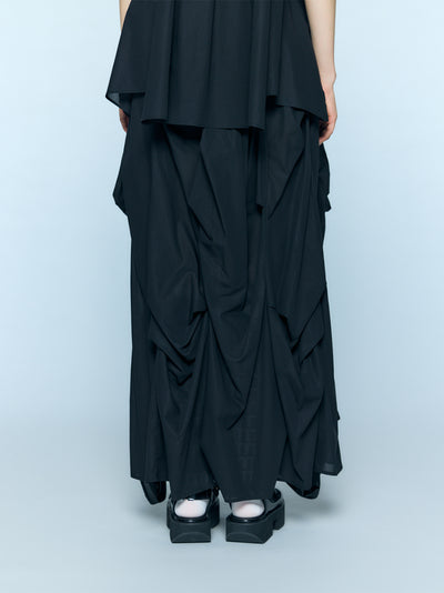 Vertical Gathered Skirt Black