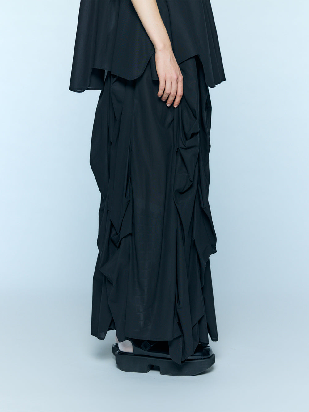 Vertical Gathered Skirt Black