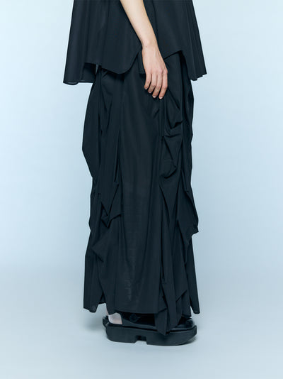 Vertical Gathered Skirt Black