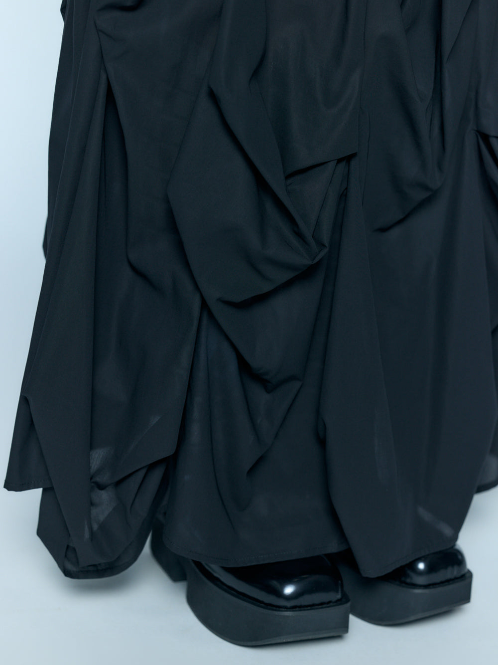 Vertical Gathered Skirt Black