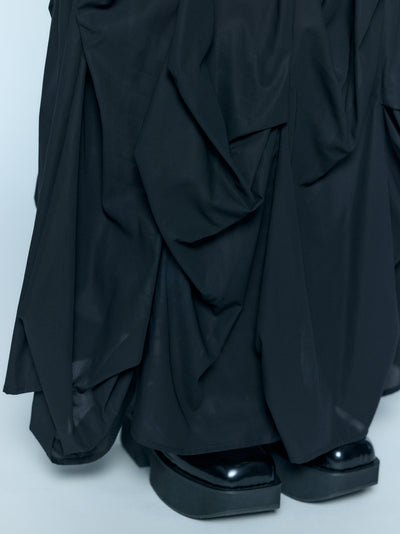 Vertical Gathered Skirt Black