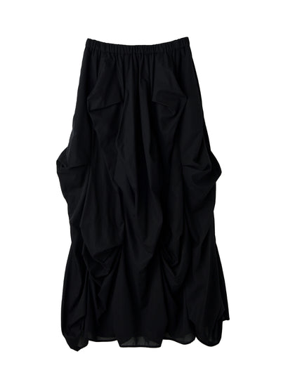 Vertical Gathered Skirt Black