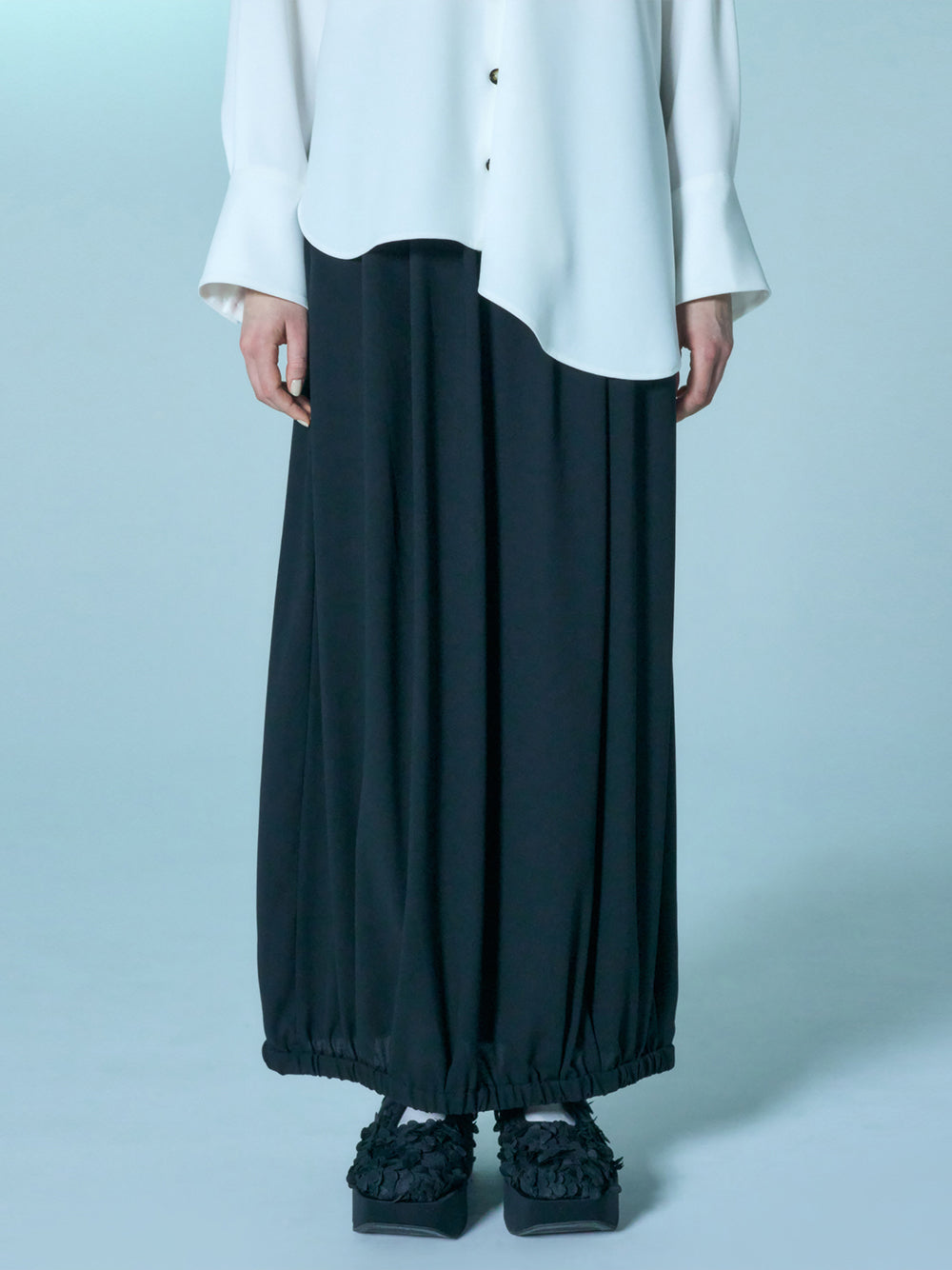 Gather Straight Skirt Black