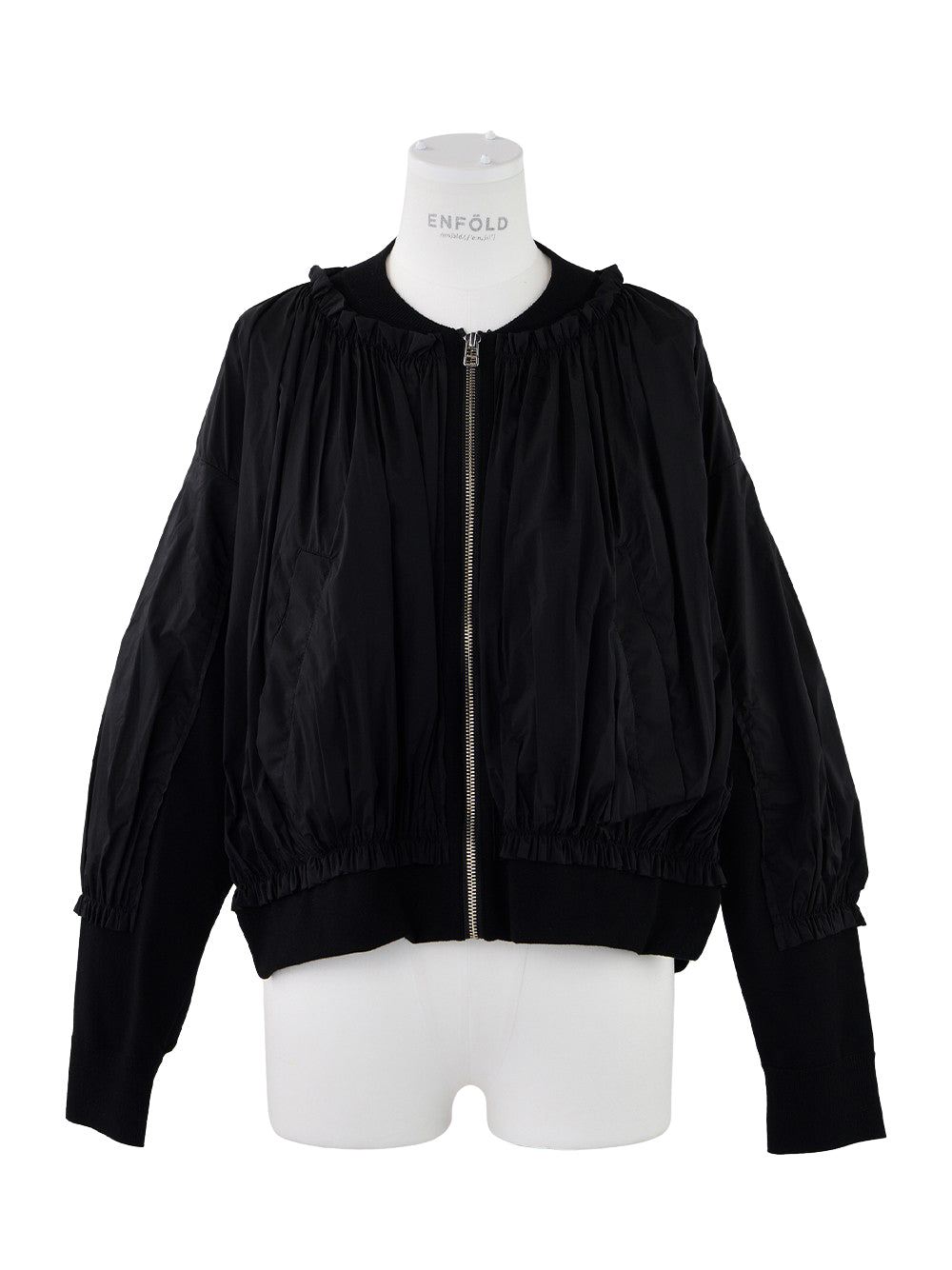 Knitted Taffeta Blouson Black