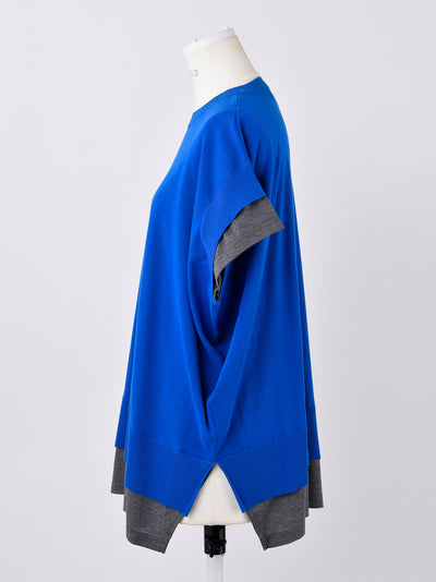Knit Layered Pullover Blue