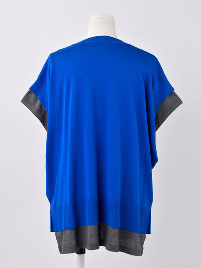 Knit Layered Pullover Blue
