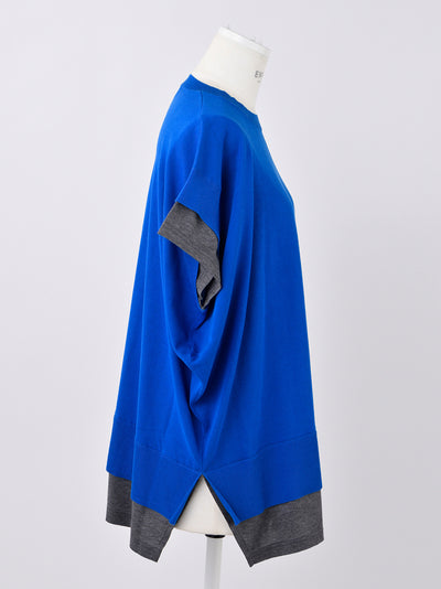 Knit Layered Pullover Blue