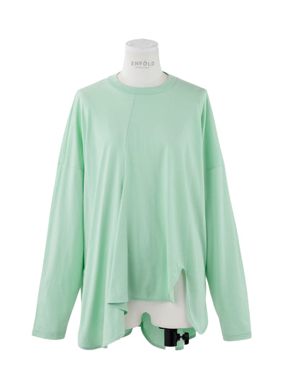 Asymmetrical Draped Long T-Shirt Light Mint