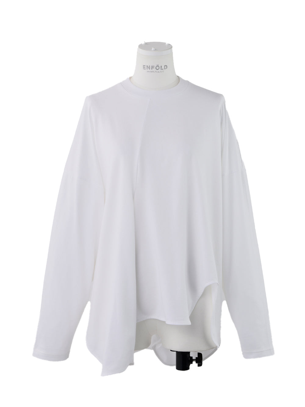 Asymmetrical Draped Long T-Shirt White