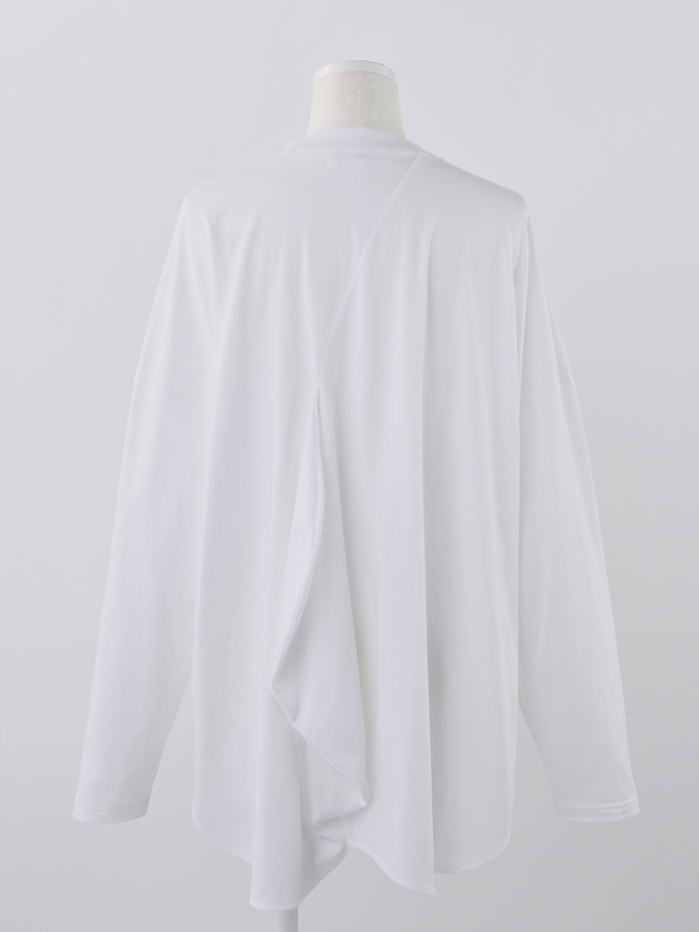 Asymmetrical Draped Long T-Shirt White