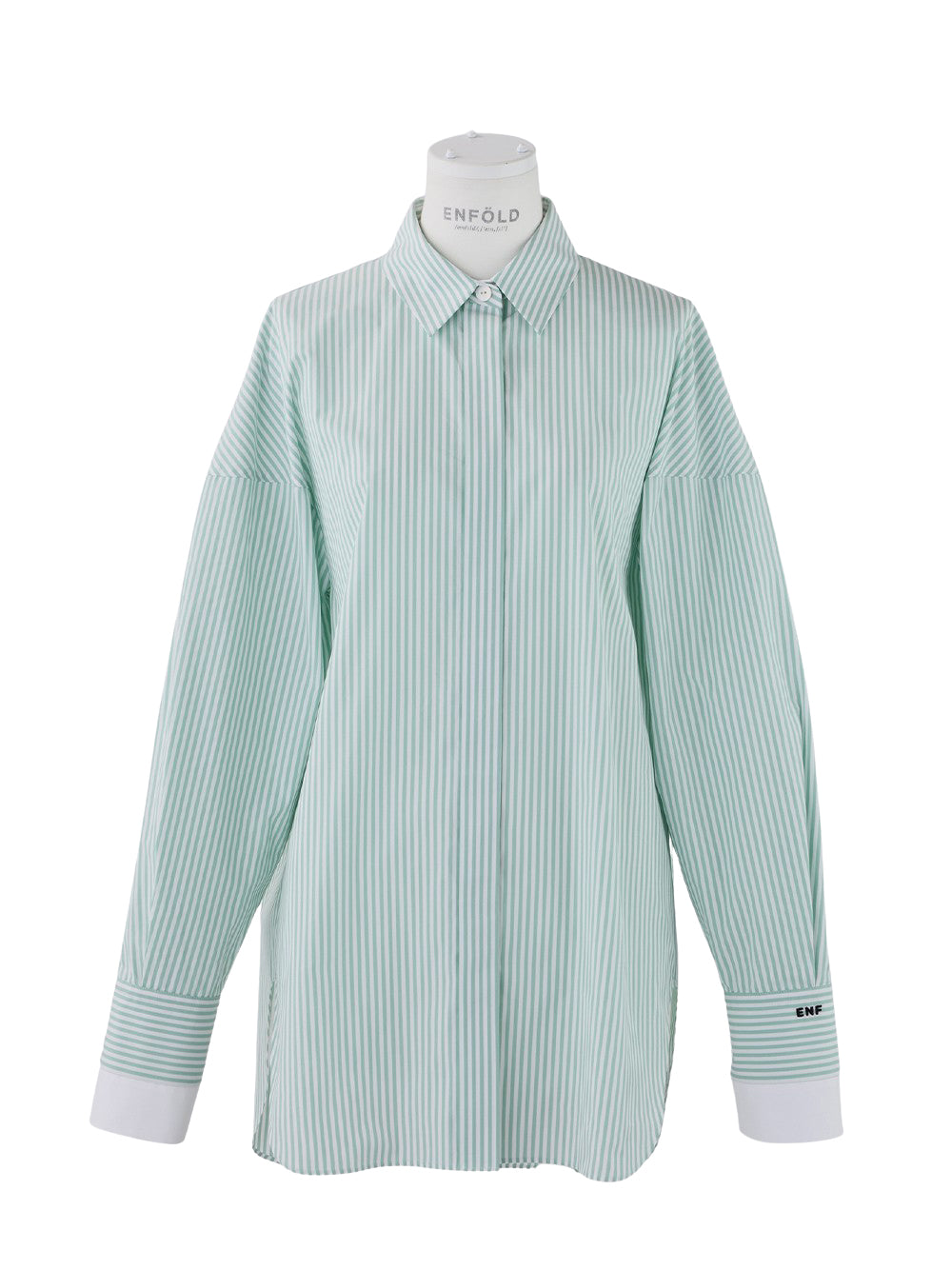 Stripe Layered Cuffs Shirt Mint