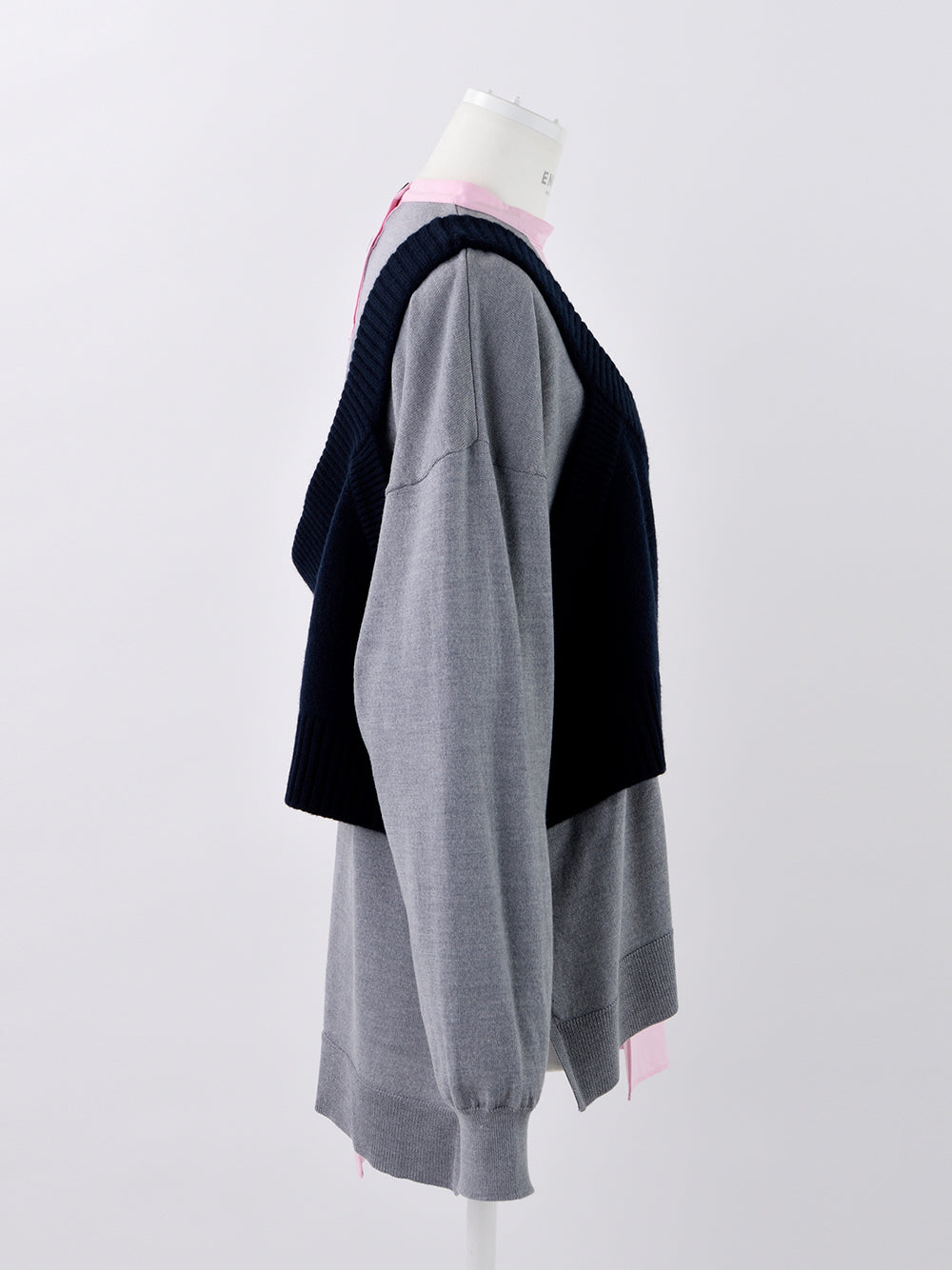 Knit Combination Pullover Dark Navy