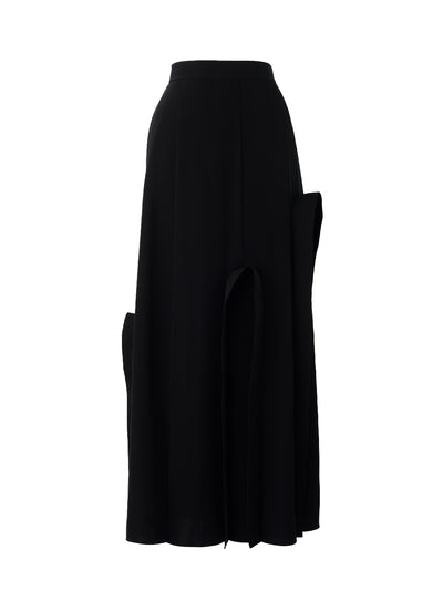 Black Draped Arch Skirt Black