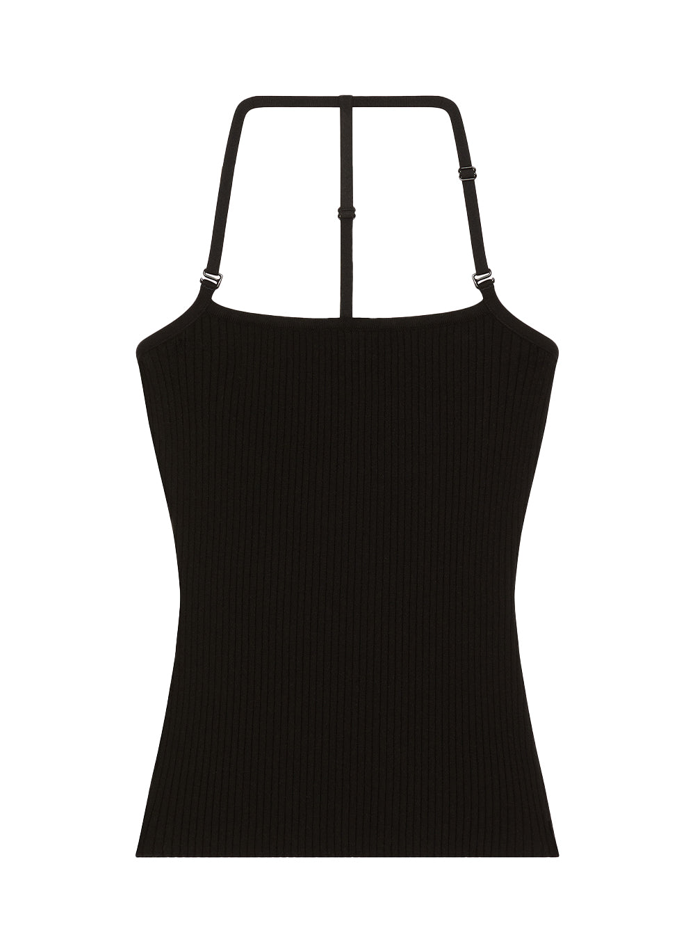 Tank Top Strap Rib Knit Black