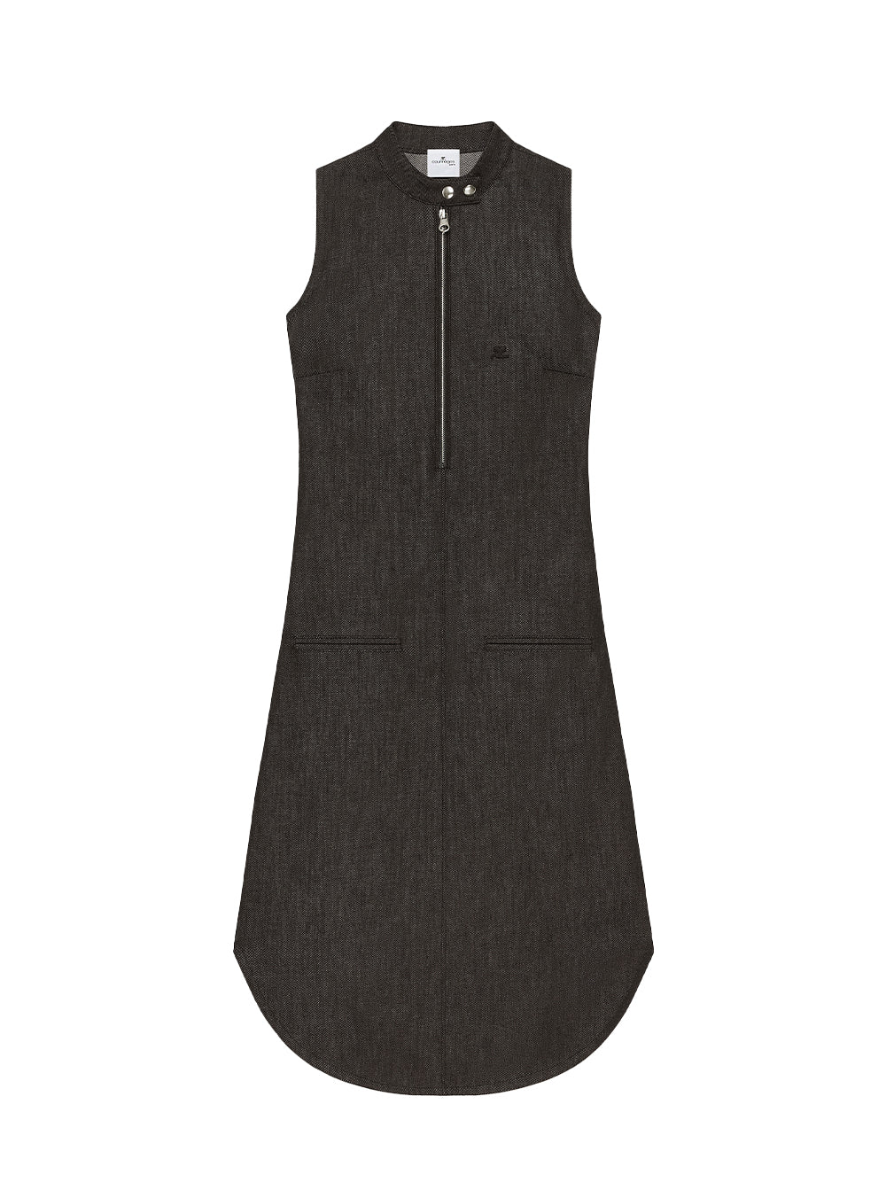Biker Zipped Denim Dress Black