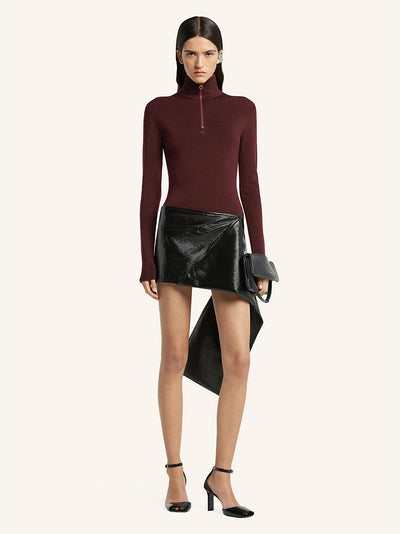 Zipped Mockneck Sweater Burgundy