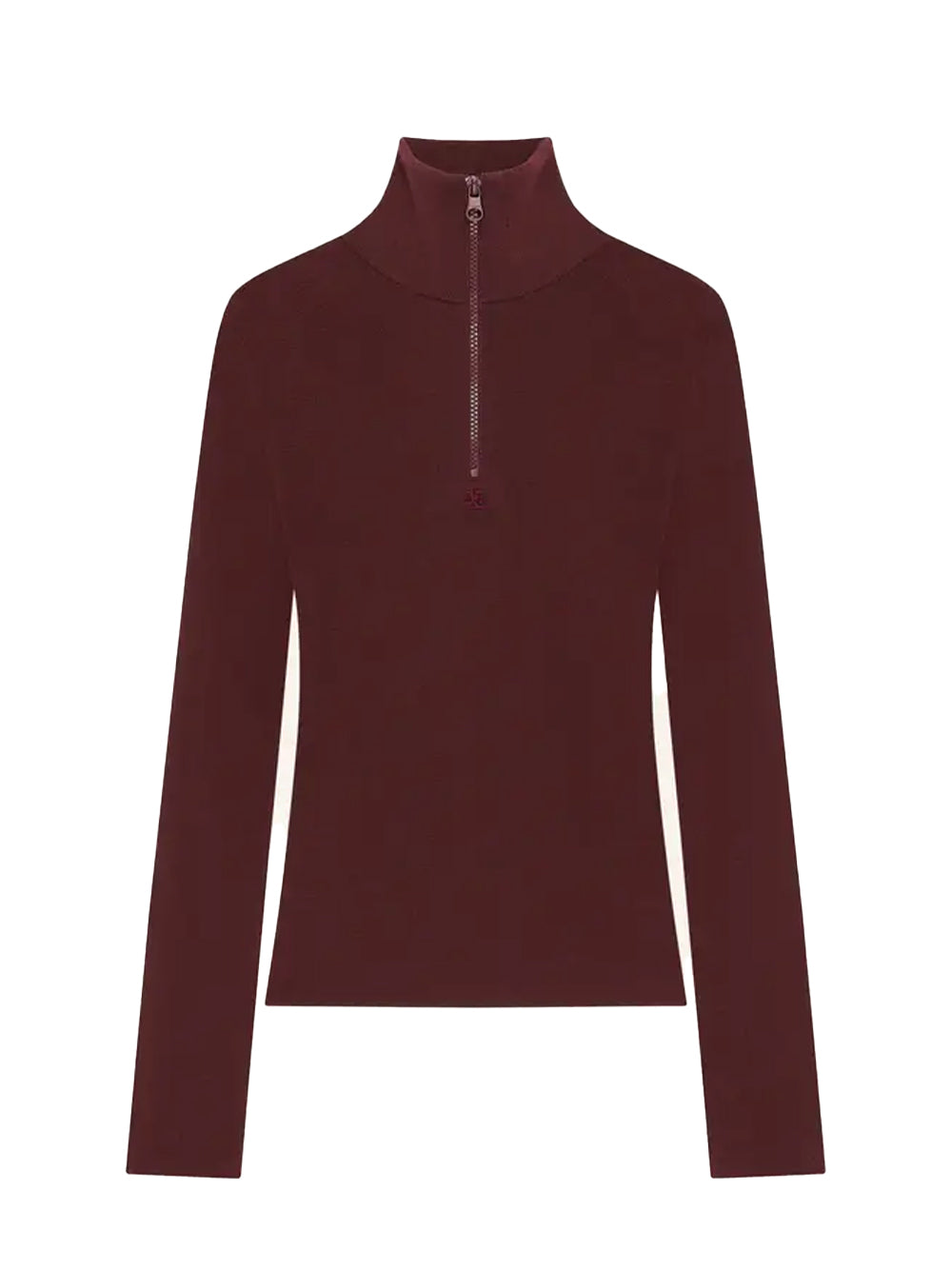 Zipped Mockneck Sweater Burgundy