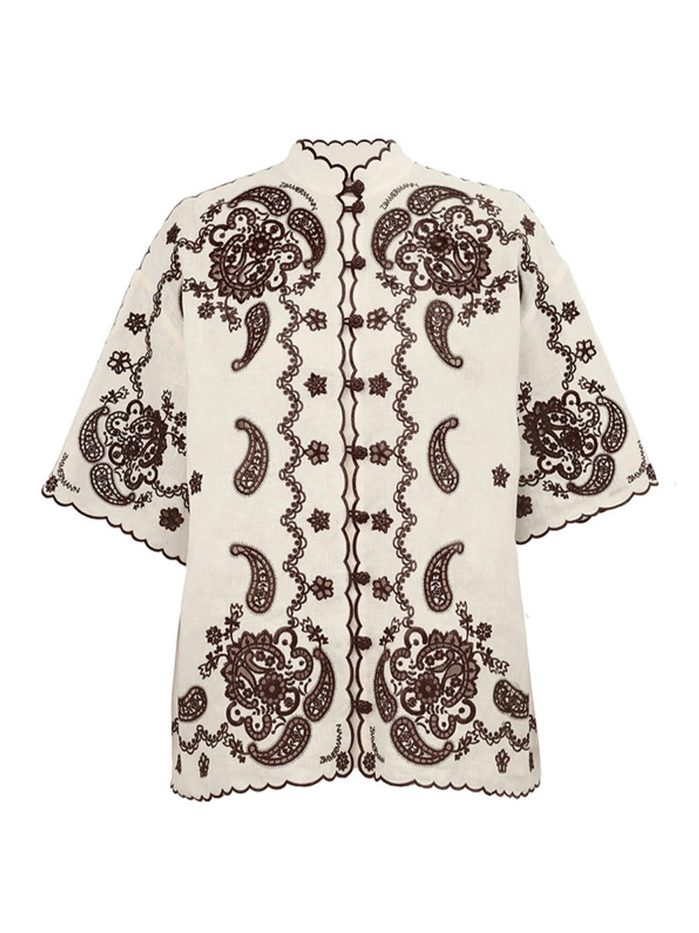 Ascension Embroidered Shirt Ivory/Chocolate