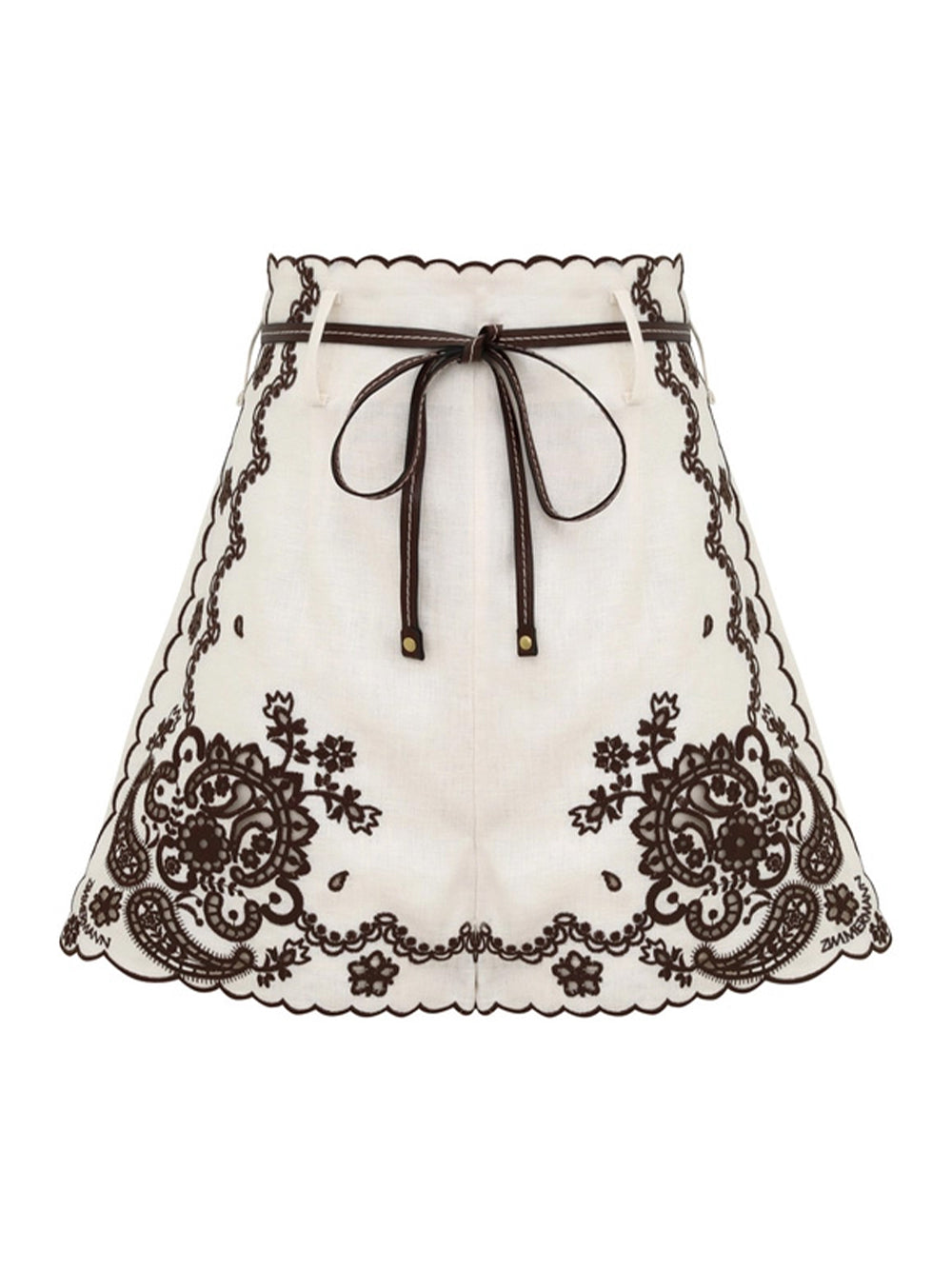Ascension Embroidered Short Ivory/Chocolate