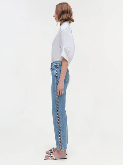 Amelia High Rise Pearl Embellished Denim Juno