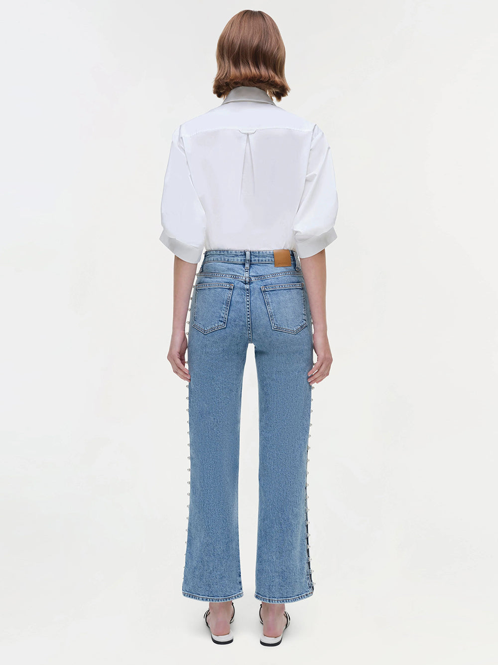 Amelia High Rise Pearl Embellished Denim Juno