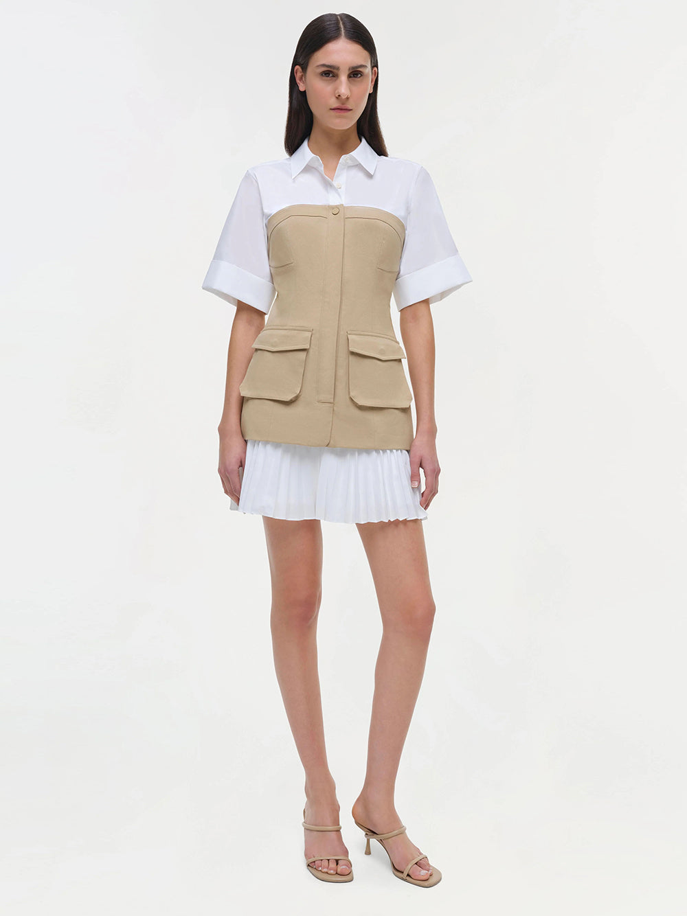 Crosby Short Sleeve Mini Dress Khaki