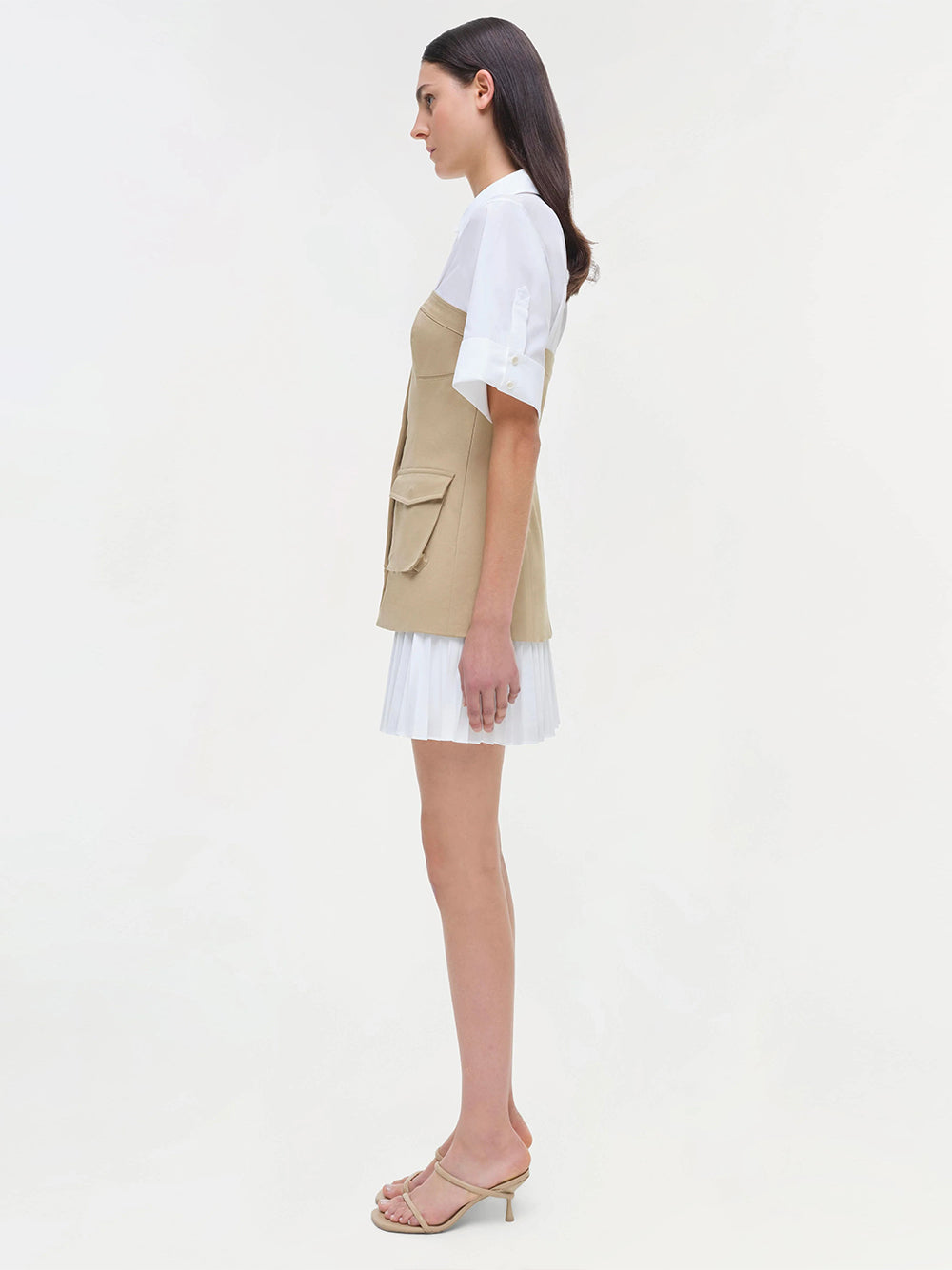 Crosby Short Sleeve Mini Dress Khaki