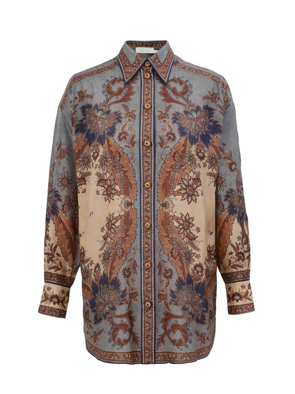 Ascension Manstyle Shirt Blue/Cream Indienne Floral