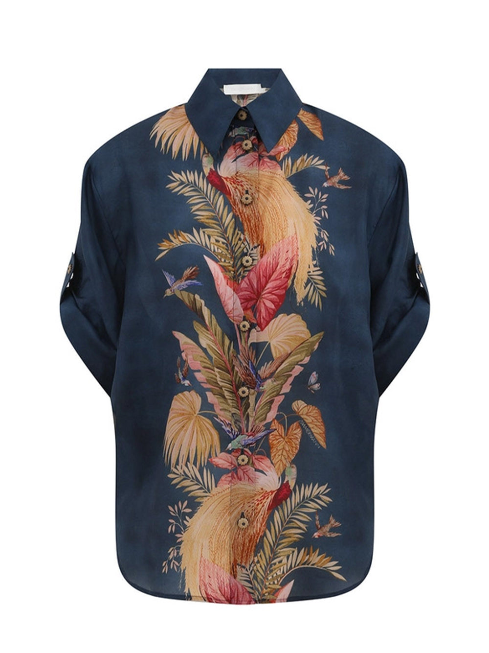 Ascension Relaxed Shirt Dark Blue Palm Floral