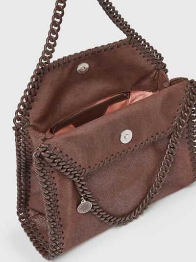 Mini Tote Eco Shaggy Deer W/Tonal Chain Mahogany