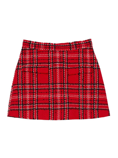 Red Tweed Tartan Skort Red