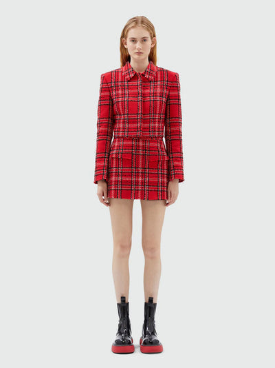 Red Tweed Tartan Skort Red