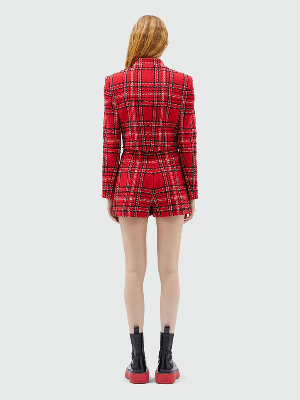 Red Tweed Tartan Skort Red