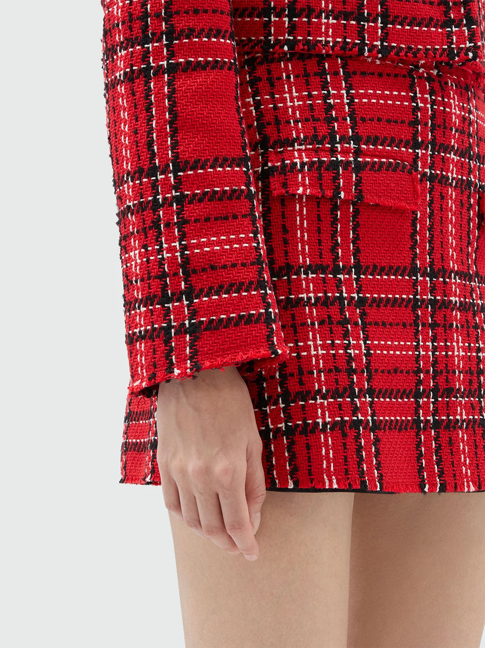 Red Tweed Tartan Skort Red