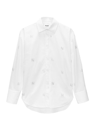 Poplin Shirt With "Themwave" Pattern White